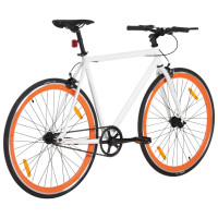 Miniatyr av produktbild för Fixed gear cykel vit och orange 700c 55 cm