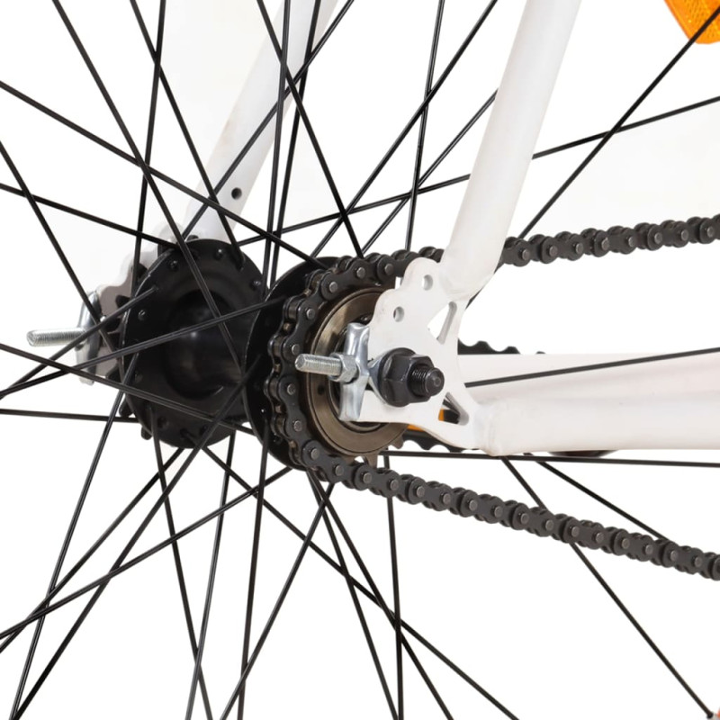Produktbild för Fixed gear cykel vit och orange 700c 55 cm
