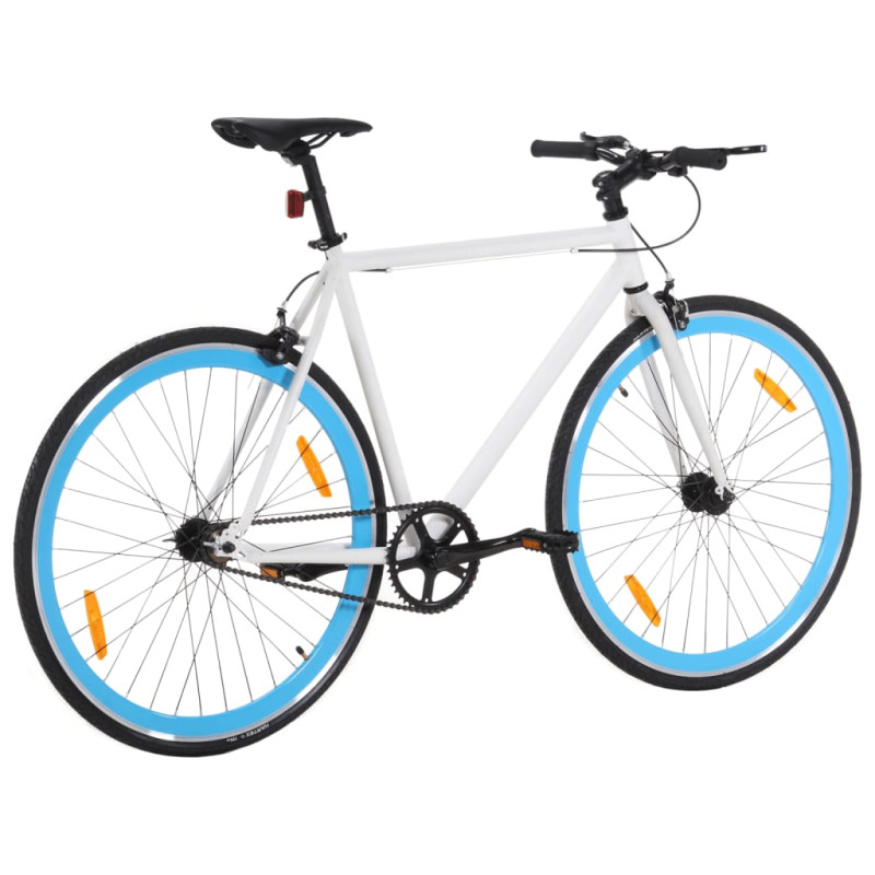 Produktbild för Fixed gear cykel vit och blå 700c 55 cm