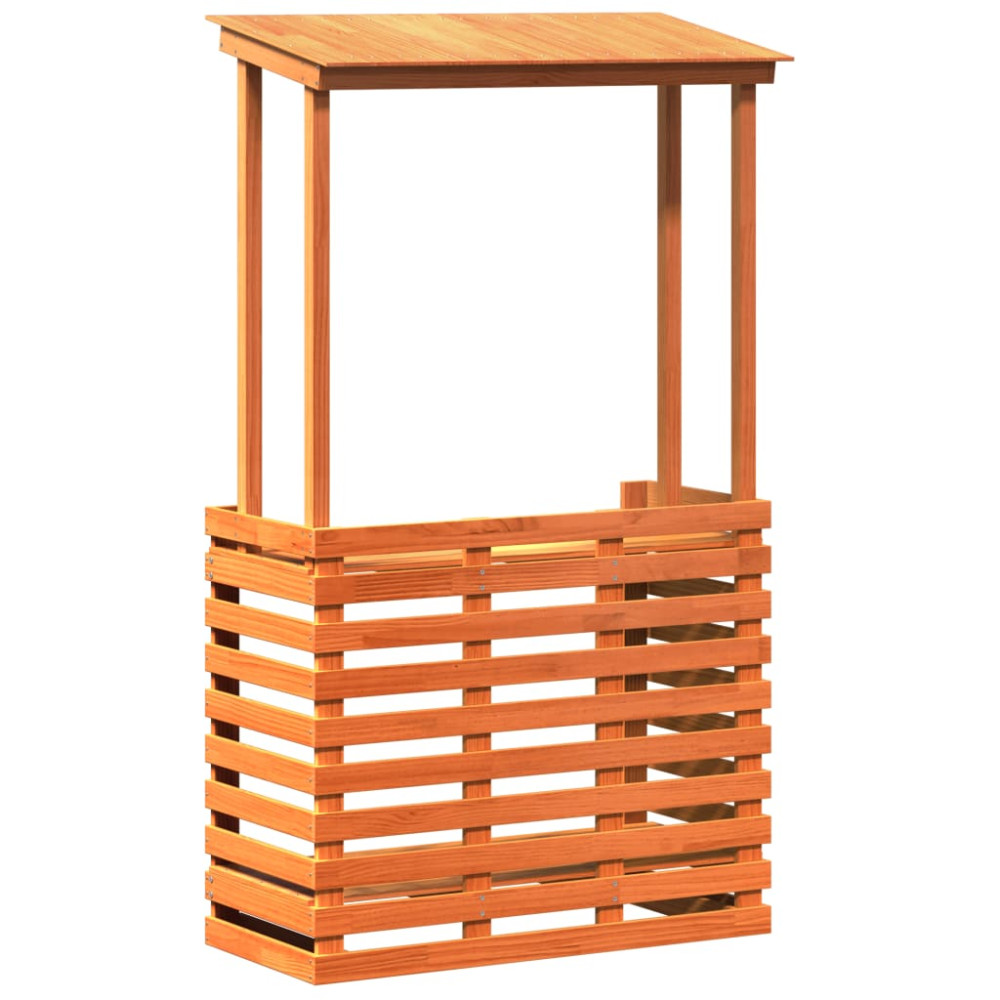 Produktbild för Barbord för trädgården med tak vaxad brun 112,5x57x195,5 cm