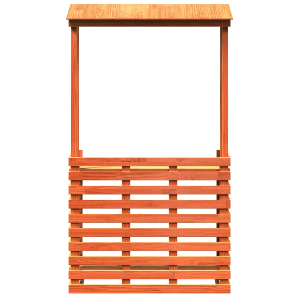 Produktbild för Barbord för trädgården med tak vaxad brun 112,5x57x195,5 cm
