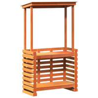 Produktbild för Barbord för trädgården med tak vaxad brun 112,5x57x195,5 cm