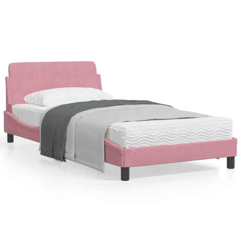 Produktbild för Sängram med huvudgavel rosa 100x200 cm sammet