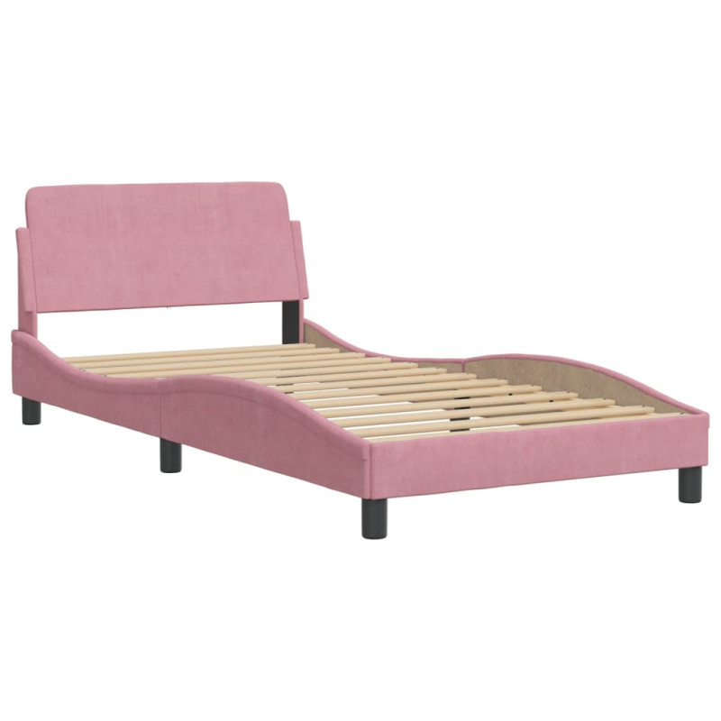 Produktbild för Sängram med huvudgavel rosa 100x200 cm sammet