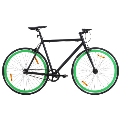 vidaXL Fixed gear cykel svart och grön 700c 55 cm