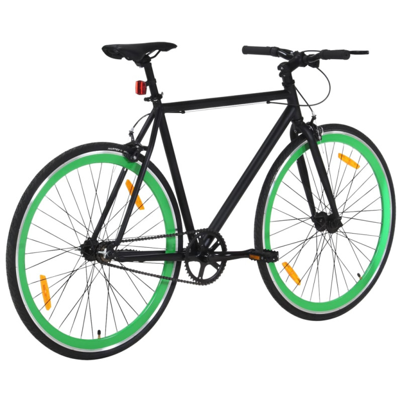 Produktbild för Fixed gear cykel svart och grön 700c 55 cm