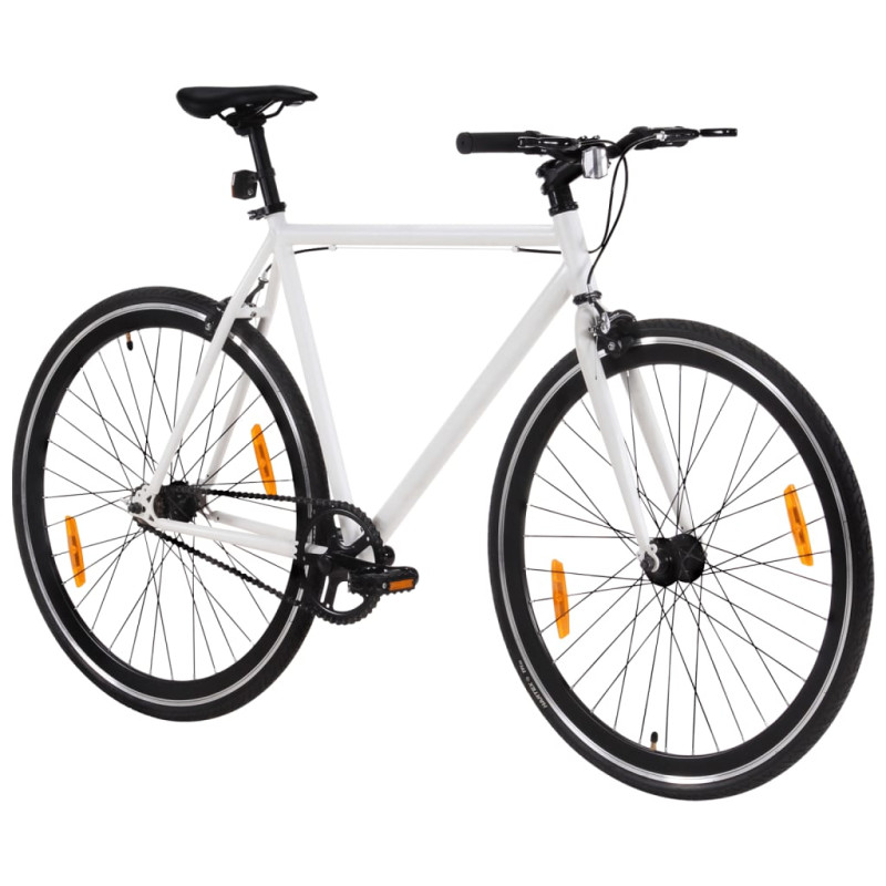 Produktbild för Fixed gear cykel vit och svart 700c 59 cm