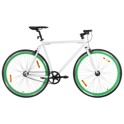 vidaXL Fixed gear cykel vit och grön 700c 55 cm