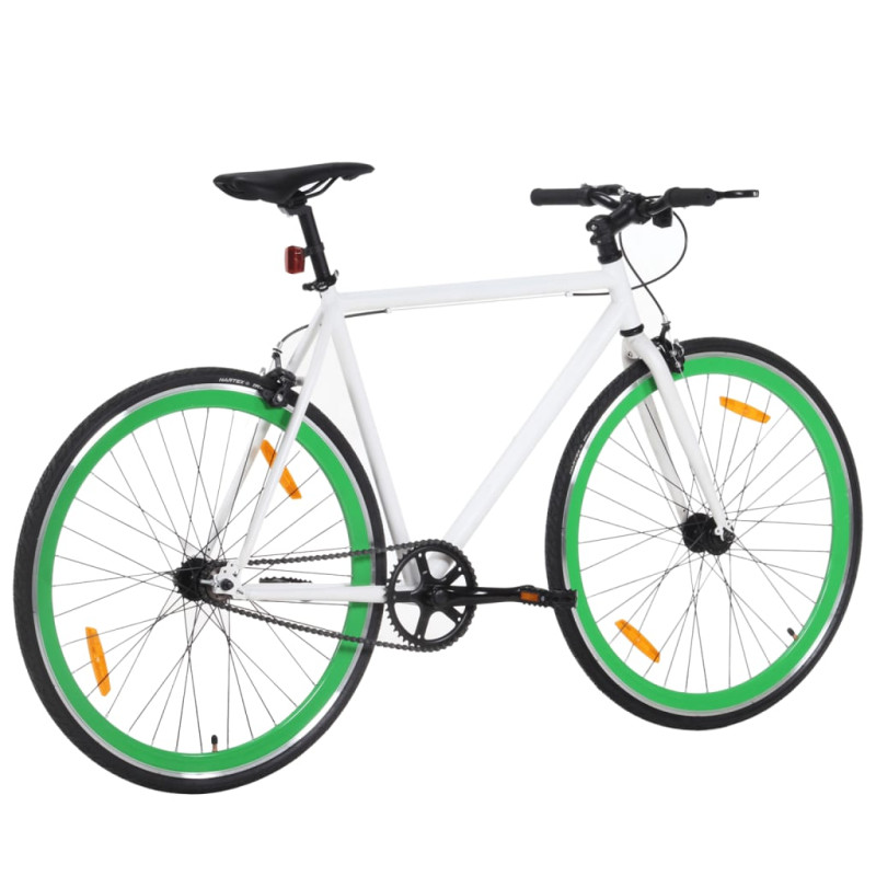 Produktbild för Fixed gear cykel vit och grön 700c 55 cm