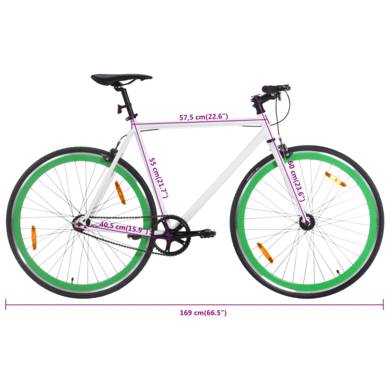 Produktbild för Fixed gear cykel vit och grön 700c 55 cm
