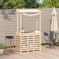 Produktbild för Barbord för trädgården med tak 112,5x57x195,5 cm massivt trä