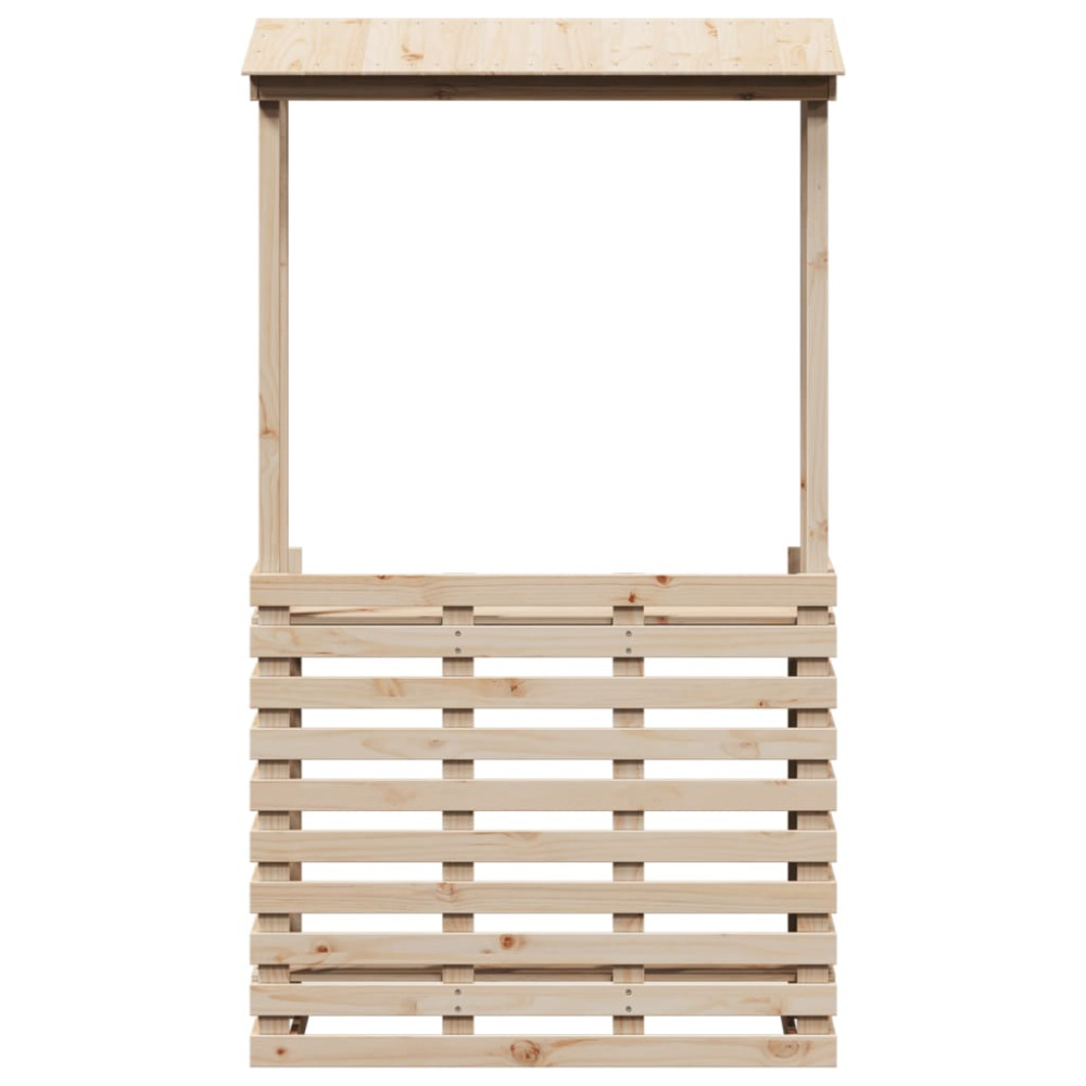 Produktbild för Barbord för trädgården med tak 112,5x57x195,5 cm massivt trä