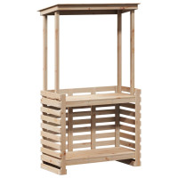Produktbild för Barbord för trädgården med tak 112,5x57x195,5 cm massivt trä