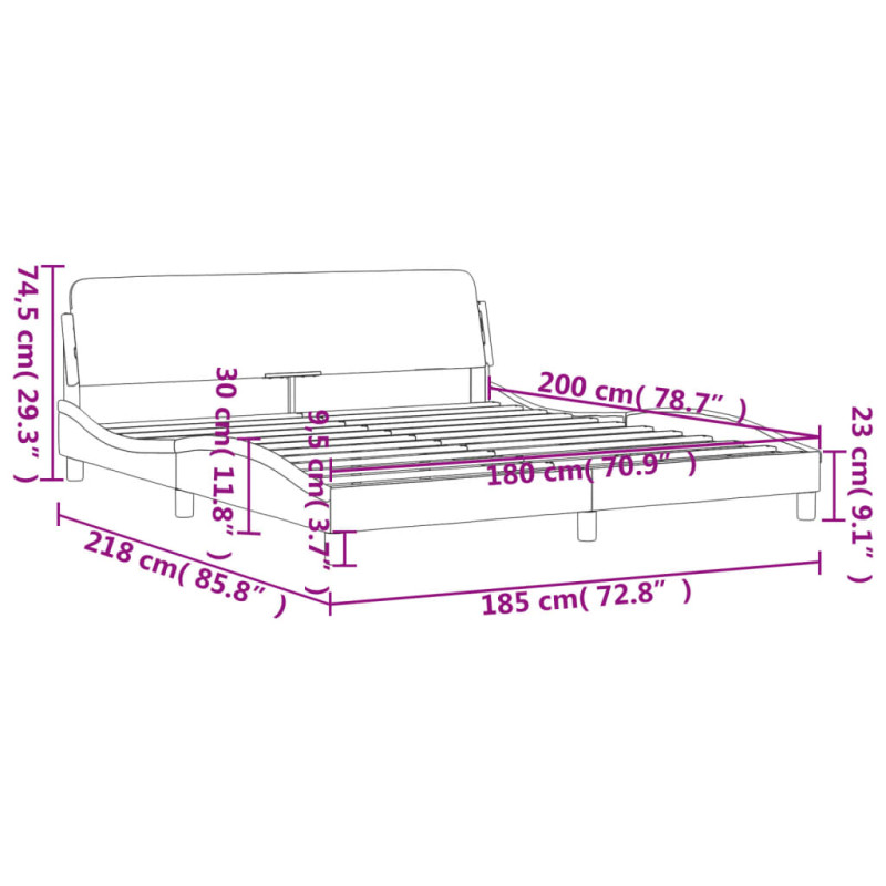 Produktbild för Sängram med huvudgavel taupe 180x200 cm tyg