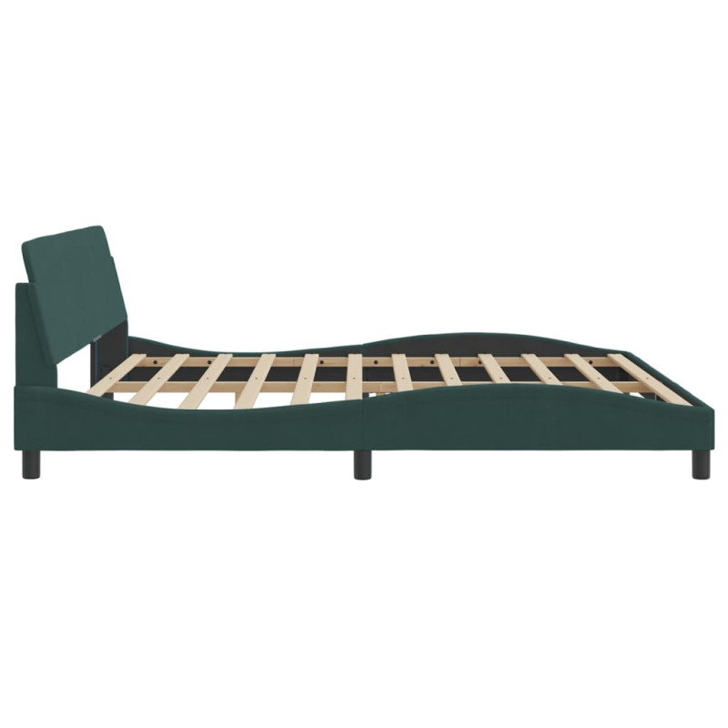 Produktbild för Sängram med huvudgavel mörkgrön 200x200 cm sammet