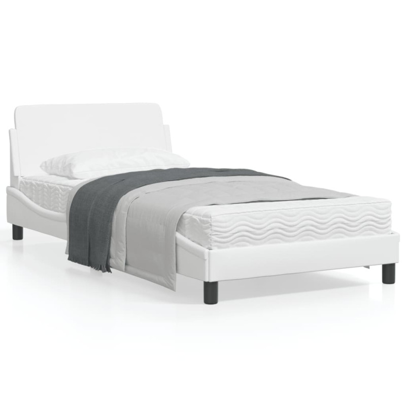 Produktbild för Sängram med huvudgavel vit 100x200 cm konstläder