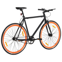 Miniatyr av produktbild för Fixed gear cykel svart och orange 700c 55 cm