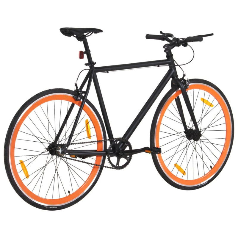 Produktbild för Fixed gear cykel svart och orange 700c 55 cm