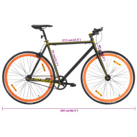 Miniatyr av produktbild för Fixed gear cykel svart och orange 700c 55 cm