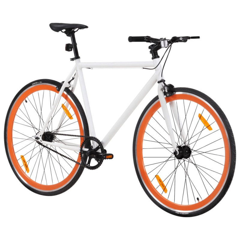 Produktbild för Fixed gear cykel vit och orange 700c 51 cm