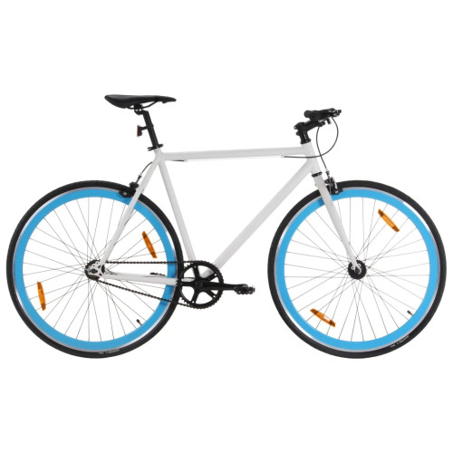 vidaXL Fixed gear cykel vit och blå 700c 59 cm