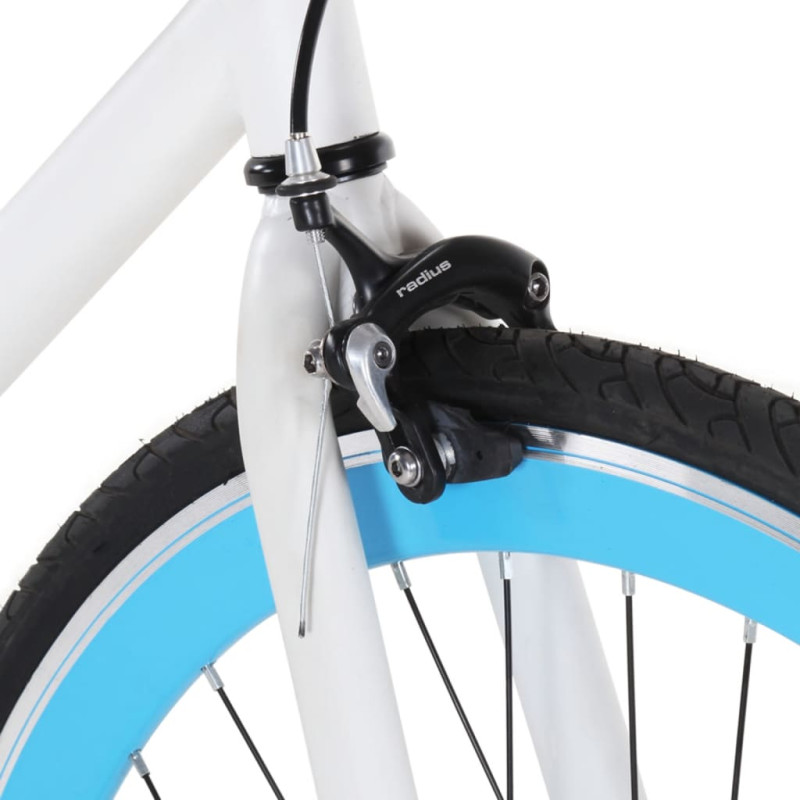 Produktbild för Fixed gear cykel vit och blå 700c 59 cm