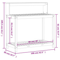 Produktbild för Växtbord med hyllor vit 108x50x109,5 cm massiv furu