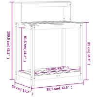 Produktbild för Växtbord med hyllor vit 82,5x50x109,5 cm massiv furu