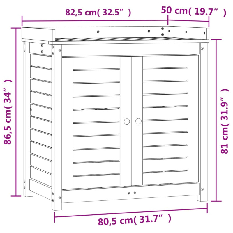 Produktbild för Växtbord med hylla 82,5x50x86,5 cm massiv furu
