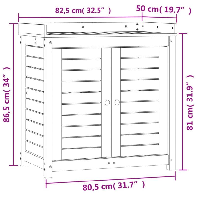 Produktbild för Växtbord med hyllor brun 82,5x50x86,5 cm massiv furu