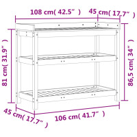 Produktbild för Växtbord med hylla 108x45x86,5 cm massiv furu