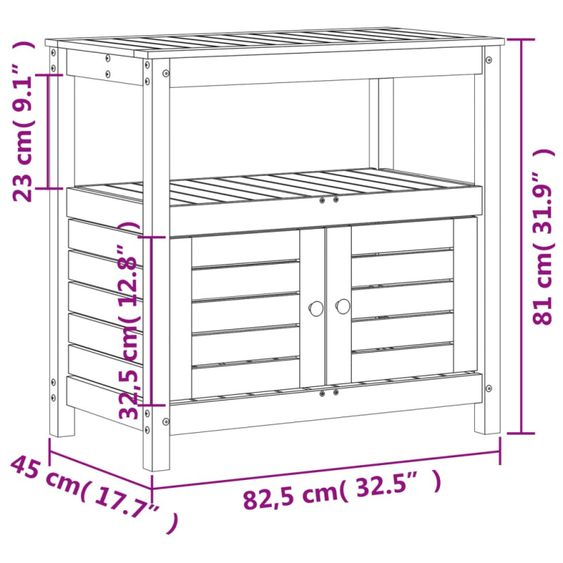Produktbild för Växtbord med hyllor 82,5x45x81 cm impregnerad furu