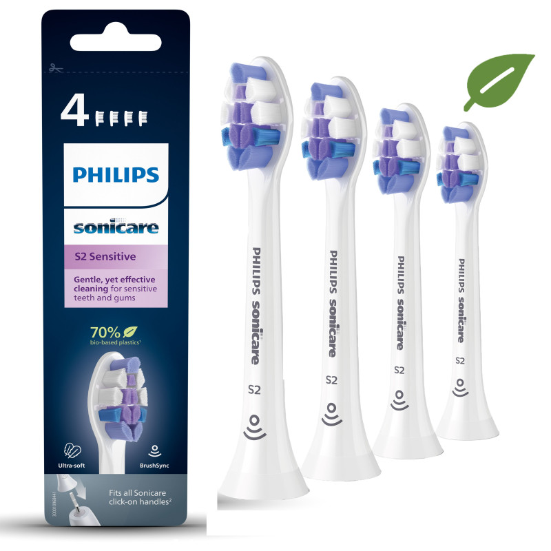 Produktbild för Philips S2 Sensitive HX6054/10 Soniska tandborsthuvuden i standardutförande
