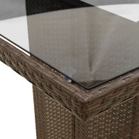 Produktbild för Trädgårdsbord med glasskiva brun 190x80x74 cm konstrotting