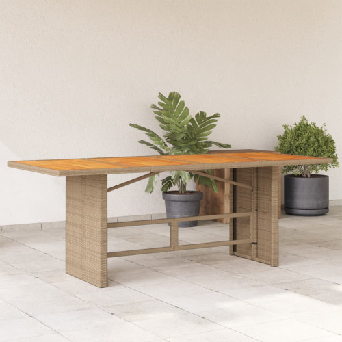 vidaXL Trädgårdsbord med akaciaträ beige 190x80x74 cm konstrotting