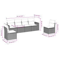 Miniatyr av produktbild för Loungegrupp för trädgården m dynor 6 delar brun konstrotting