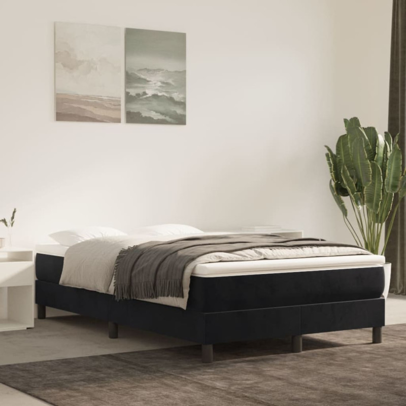 Produktbild för Ramsäng med madrass svart 120x190 cm sammet