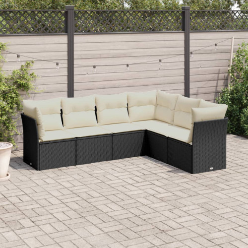 vidaXL Loungegrupp med dynor 6 delar svart konstrotting