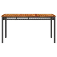 Produktbild för Trädgårdsbord svart 140x80x75 cm konstrotting akaciaträ