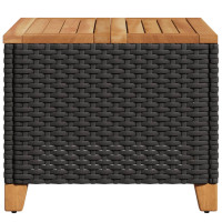 Produktbild för Trädgårdsbord svart 45x45x37 cm konstrotting akaciaträ