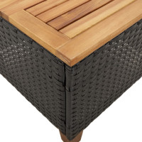 Produktbild för Trädgårdsbord svart 45x45x37 cm konstrotting akaciaträ