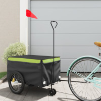 Produktbild för Cykelvagn svart och grön 30 kg järn