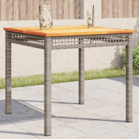 Produktbild för Trädgårdsbord grå 80x80x74 cm konstrotting akaciaträ