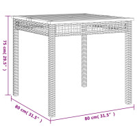 Produktbild för Trädgårdsbord grå 80x80x74 cm konstrotting akaciaträ
