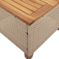 Produktbild för Trädgårdsbord beige 45x45x37 cm konstrotting akaciaträ