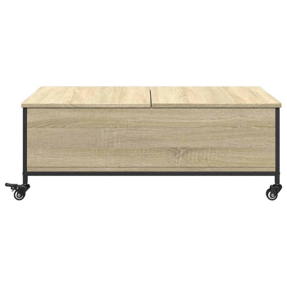 Produktbild för Soffbord på hjul sonoma-ek 91x55x34 cm konstruerat trä
