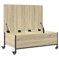 Produktbild för Soffbord på hjul sonoma-ek 91x55x34 cm konstruerat trä