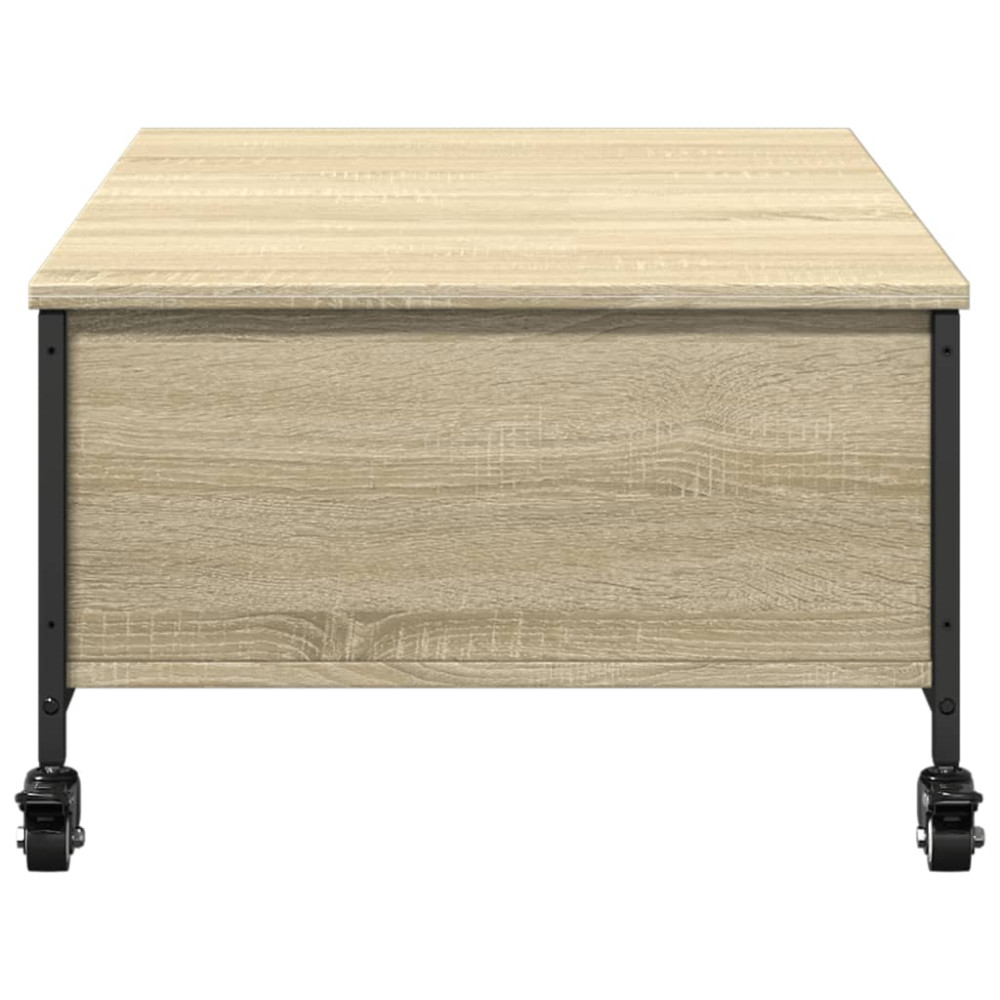Produktbild för Soffbord på hjul sonoma-ek 91x55x34 cm konstruerat trä