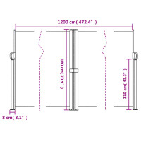 Produktbild för Infällbar sidomarkis antracit 180x1200 cm