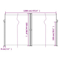 Produktbild för Infällbar sidomarkis röd 220x1200 cm